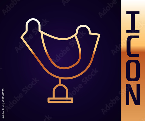 Gold line Wild west saddle icon isolated on black background. Vector Illustration