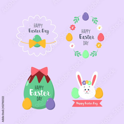 easter day label collection. flat design illustration