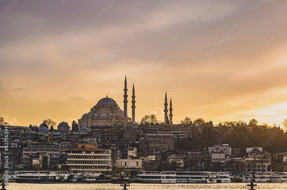 Obraz premium view of the mosque in istanbul turkey estuary