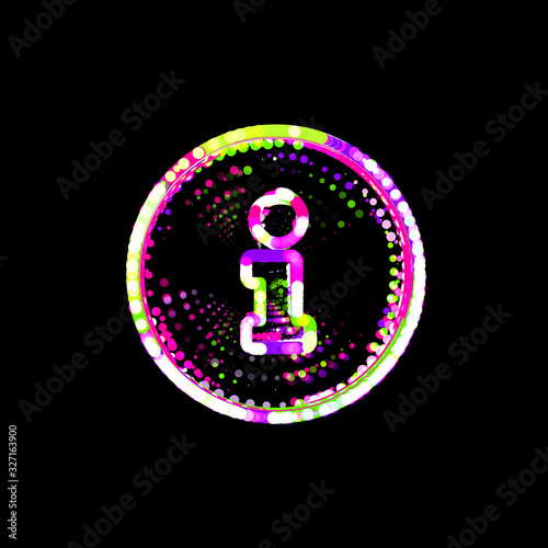 Symbol info circle from multi-colored circles and stripes. UFO Green, Purple, Pink