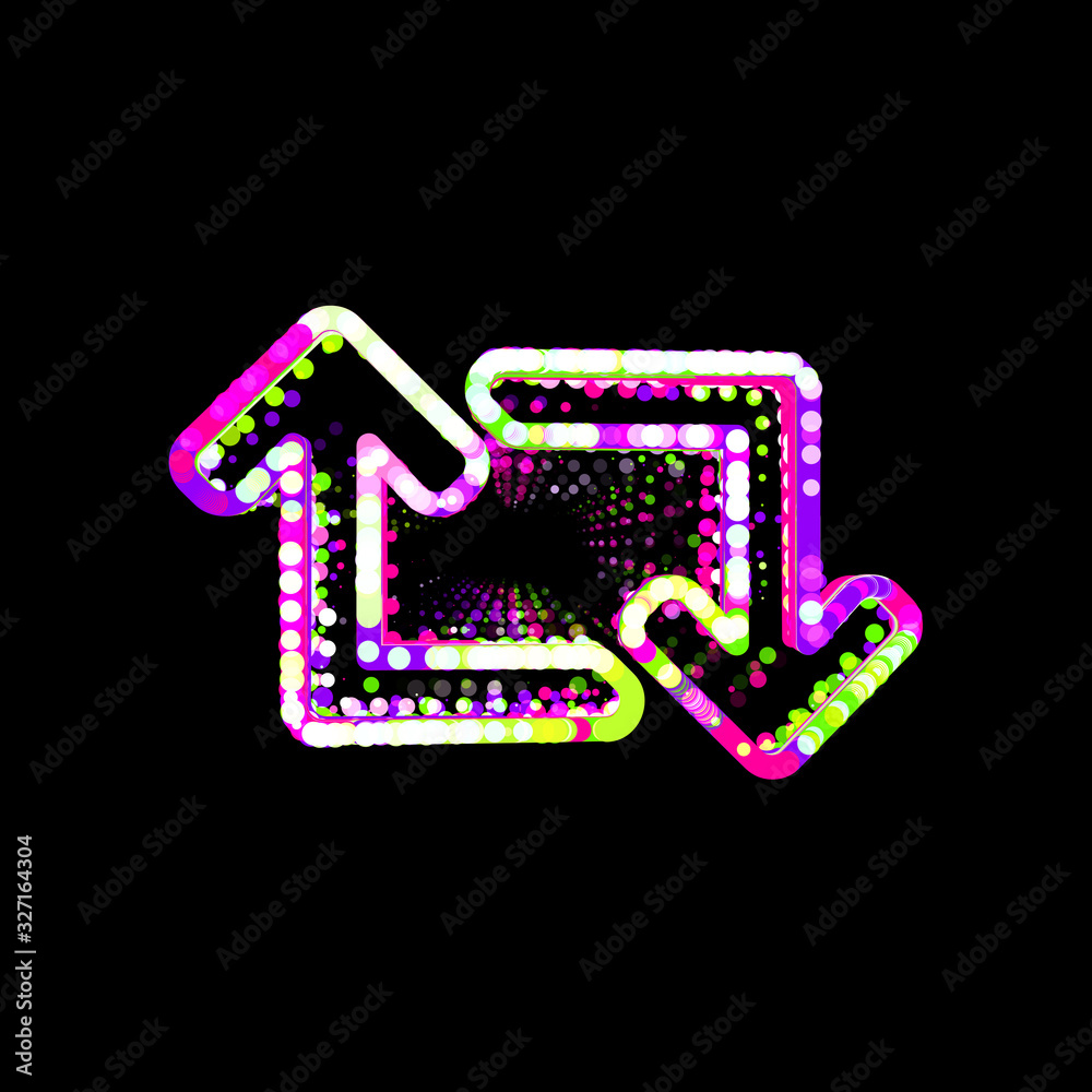 Symbol retweet from multi-colored circles and stripes. UFO Green, Purple, Pink Symbol retweet from multi-colored circles and stripes. UFO Green, Purple, Pink