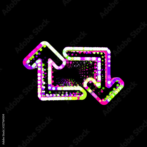 Symbol retweet from multi-colored circles and stripes. UFO Green, Purple, Pink