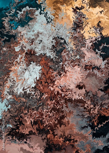 Bright artistic splashes. Abstract rough painting color texture. Modern futuristic pattern. Multicolor dynamic background. Fractal artwork for creative graphic design
