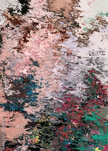 Bright artistic splashes. Abstract rough painting color texture. Modern futuristic pattern. Multicolor dynamic background. Fractal artwork for creative graphic design