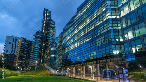 Milan Porta Nuova business district day to night timelapse