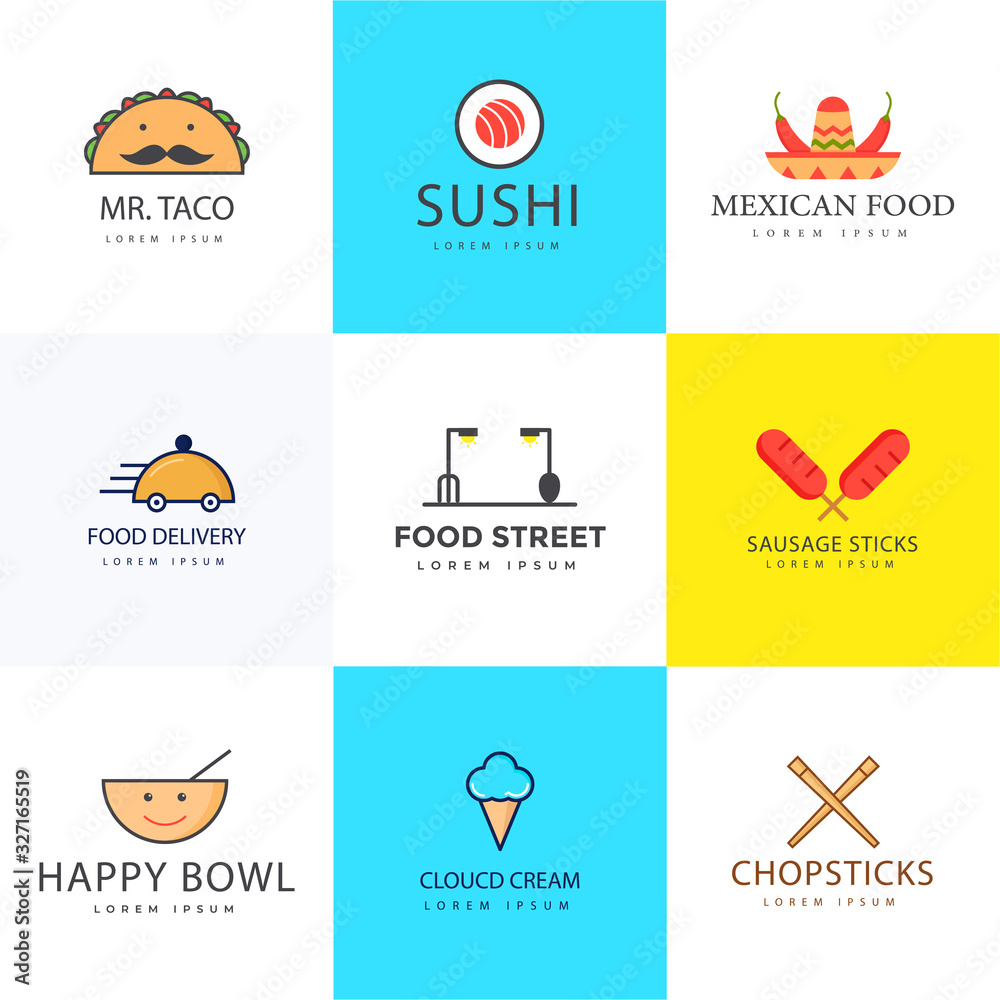  International Cuisine Flat Logo Pack 