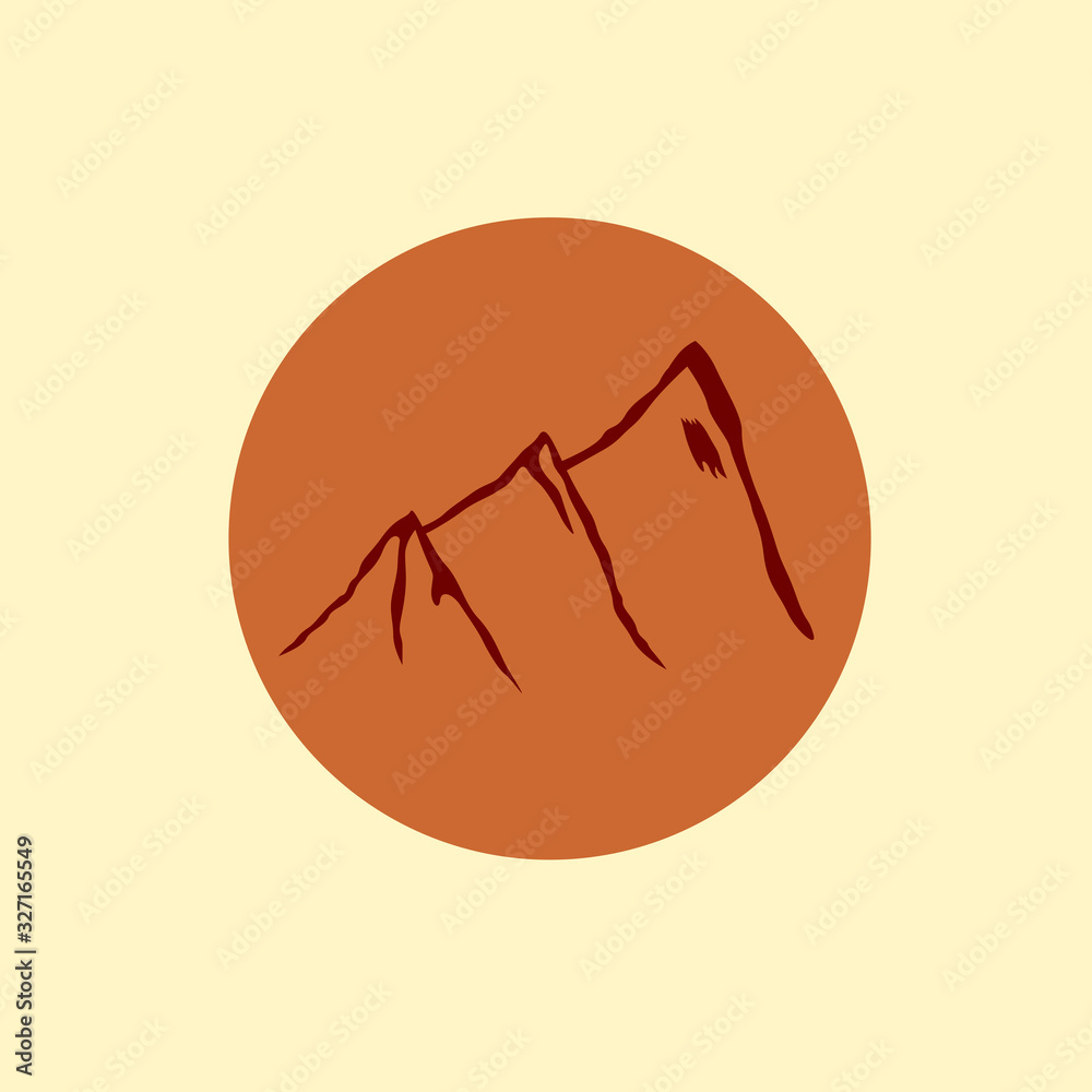 DESIGN CIRCLE WITH HILL LOGO, SIGN, SYMBOL hand - painted DESIGN CIRCLE WITH HILL LOGO, SIGN, SYMBOL hand - painted