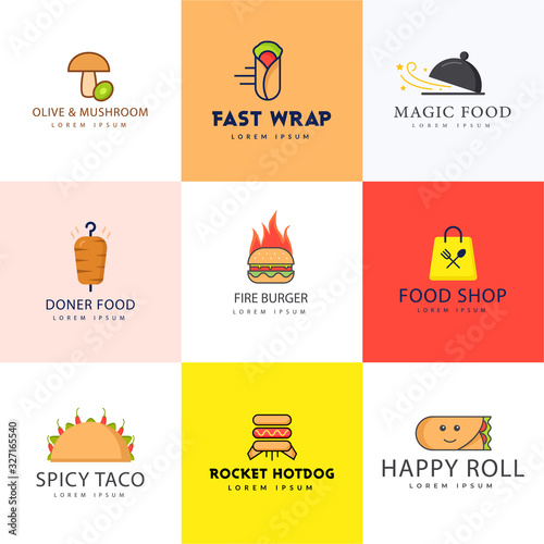  Burger Bar Flat Logo Vectors Pack 