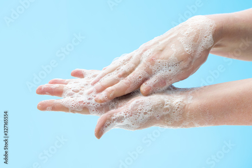 Washing hands with soap