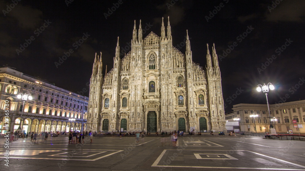Milan Cathedral night timelapse  Duomo di Milano is the gothic cathedral church of Milan, Italy.