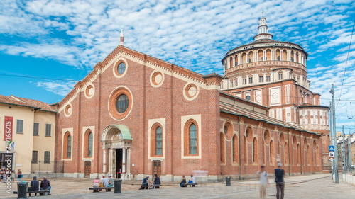 Santa Maria delle Grazie timelapse with blue cloudy sky. photo
