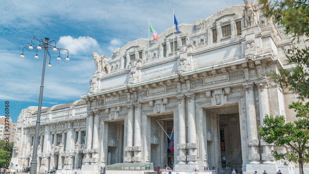Milano Centrale timelapse in Piazza Duca d'Aosta is the main railway station of the city of Milan in Italy.