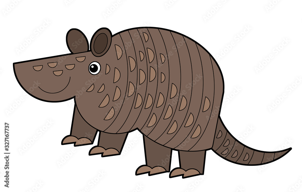 Fototapeta premium cartoon american scene with happy and funny armadillo on white background - illustration