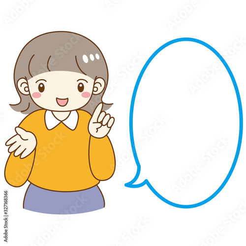 説明する　女の子　フキダシ付き　シンプル　可愛い