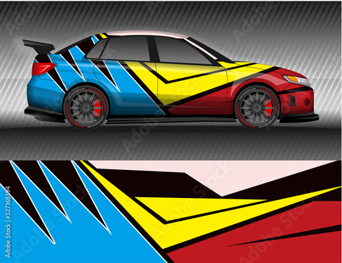 Car livery wrap decal  rally race style vector illustration abstract background