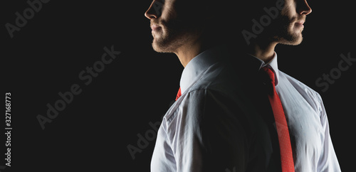 double exposure business caucasian male close up dark tone with copy space for your creativity ideas text