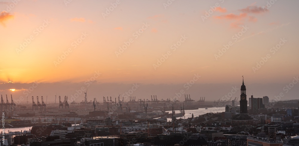 Aerial view of the port of Hamburg, Hamburg, Germany