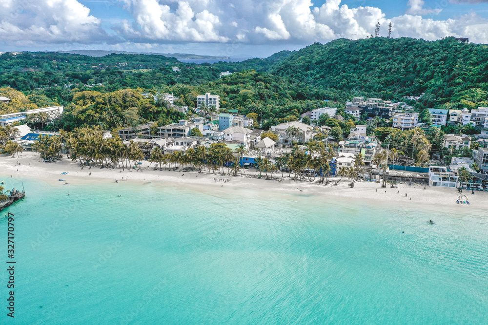 Aerial view of Boracay beach in Philippines