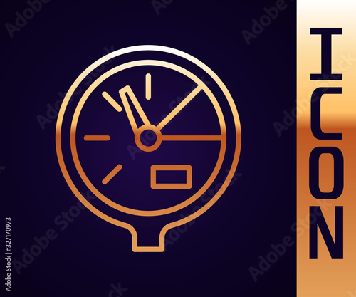 Gold line Water meter icon isolated on black background. Vector Illustration
