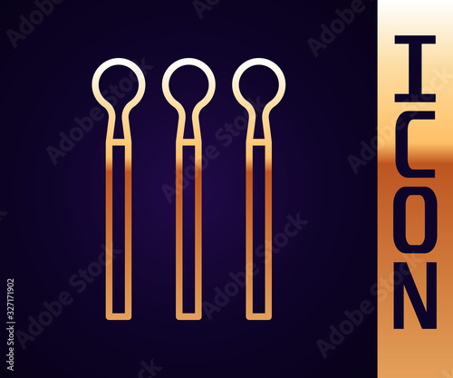 Gold line Matches icon isolated on black background. Vector Illustration