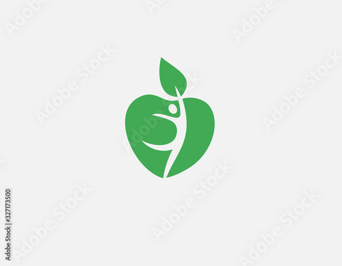 Bright logo icon apple and human figure for your company