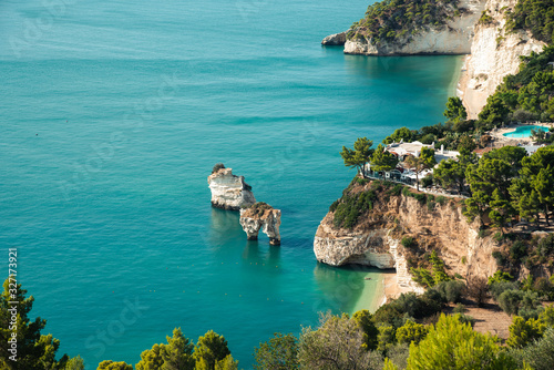 Panoramic sight of the famous Baia delle Zagare in the Gargano national park