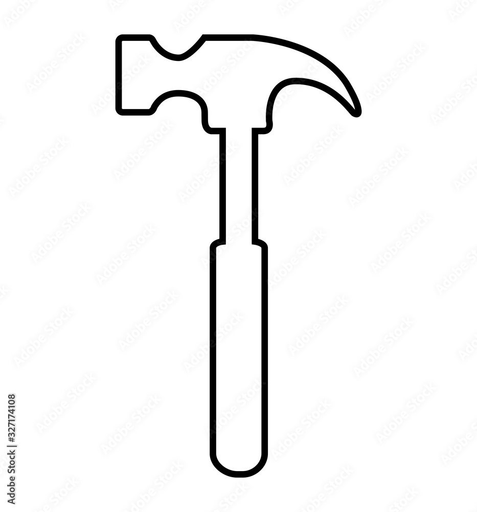 Hammer line icon silhouette isolated on a white background Hammer line icon silhouette isolated on a white background