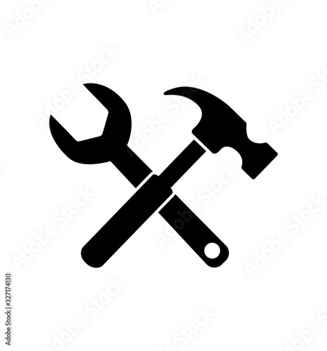 wrench key hammer icon tool to work vector isolated