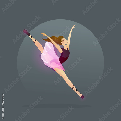 Vector silhouette of a girl dancing in ballet. Plastic and acrobatics.