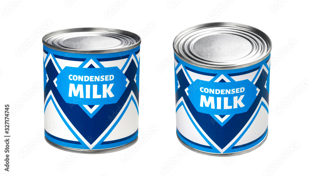 Condensed milk can isolated on white background ภาพถ่ายสต็อก Adobe Stock