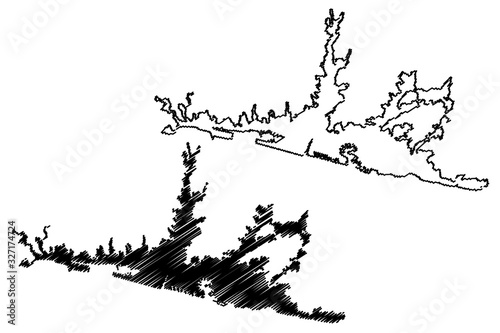 Genoa City (Italian Republic, Italy, Liguria) map vector illustration, scribble sketch City of Genova map