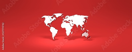 Fotografie 3D rendering planisphere on red background