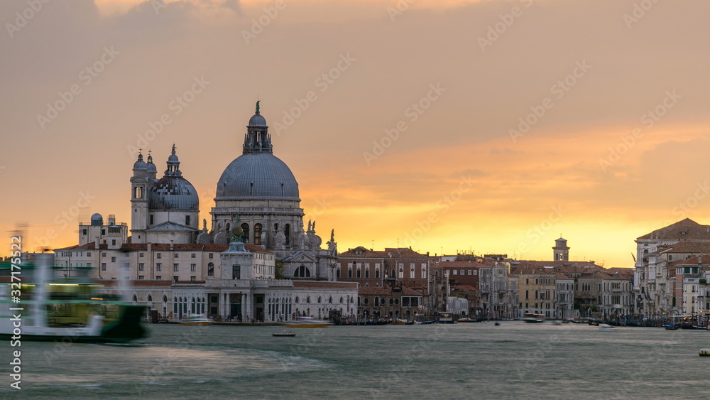 Basilica Santa Maria della Salute at sunset timelapse, Venezia, Venice, Italy