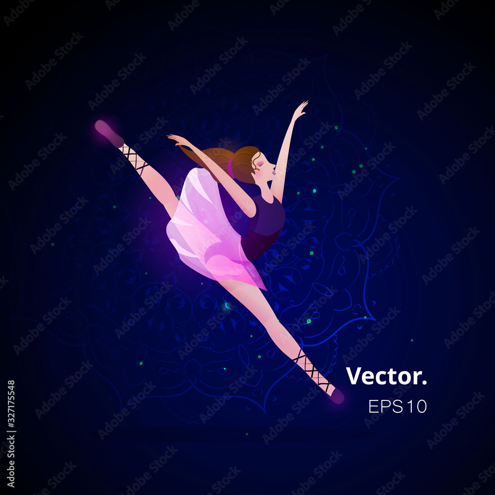 Vector silhouette of a girl dancing in ballet. Plastic and acrobatics.