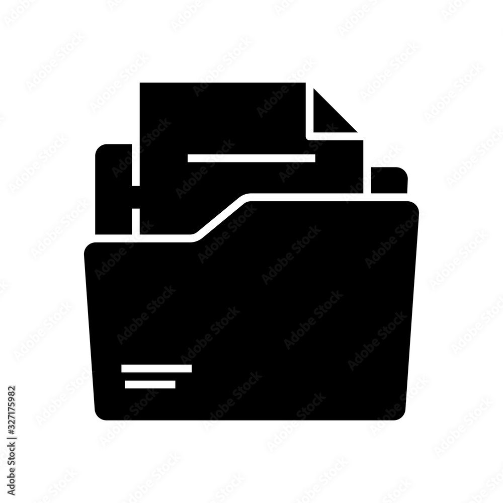 Folder black icon, concept illustration, vector flat symbol, glyph sign. Folder black icon, concept illustration, vector flat symbol, glyph sign.