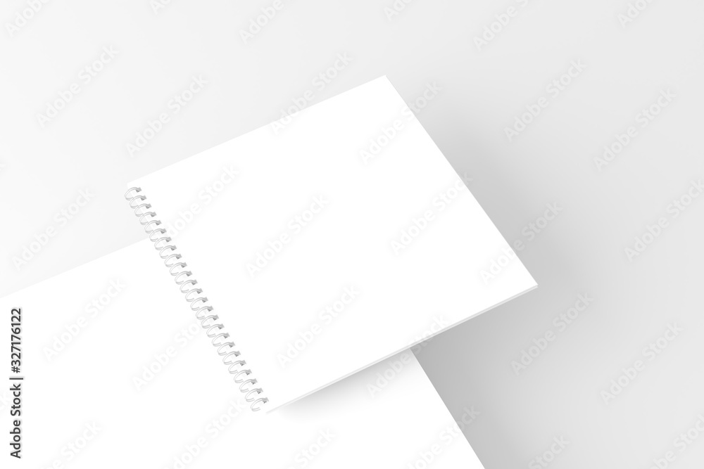 Square Spiral Notebook Notepad White Blank 3D Rendering Mockup Square Spiral Notebook Notepad White Blank 3D Rendering Mockup