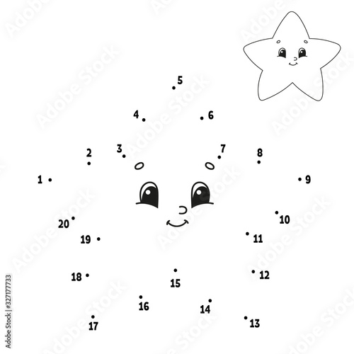 Dot to dot. Draw a line. Handwriting practice. Learning numbers for kids. Education developing worksheet. Activity coloring page. Funny game. Isolated vector illustration. Cartoon style. With answer.