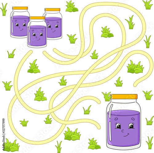 Funny maze. Game for kids. Puzzle for children. Cartoon character. Labyrinth conundrum. Color vector illustration. Find the right path. The development of logical and spatial thinking.