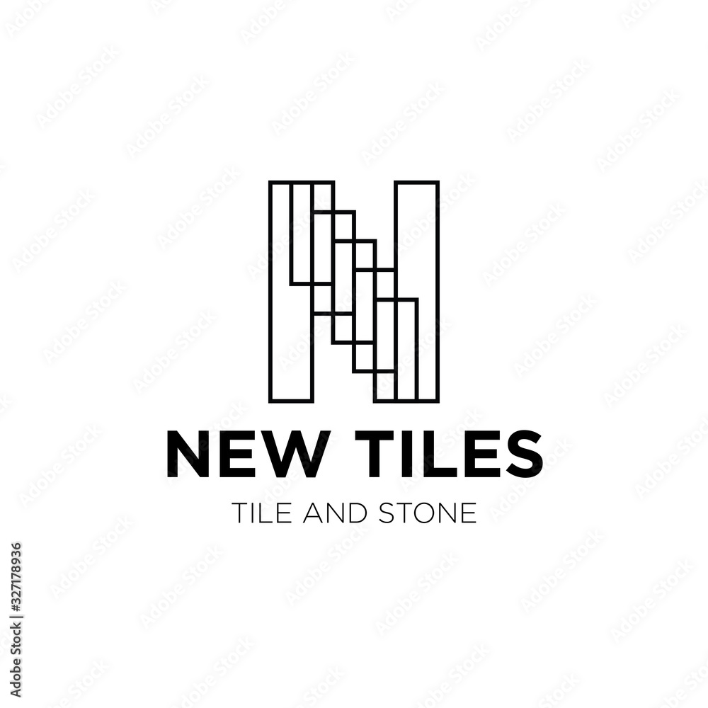 N letter with Tile shaped inside vector logo icon illustration N letter with Tile shaped inside vector logo icon illustration