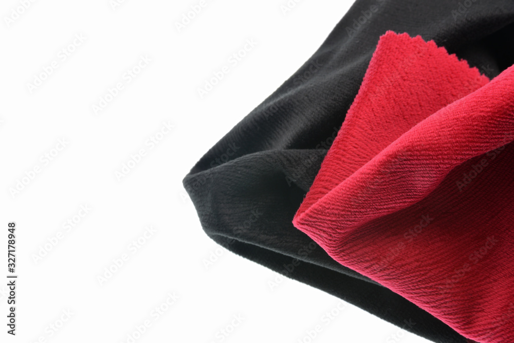 close-up of colorful fabric isolated on white background close-up of colorful fabric isolated on white background