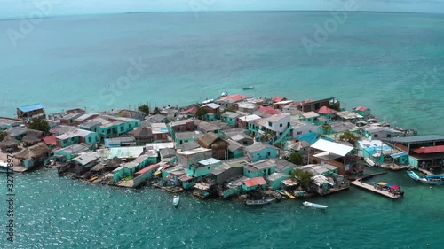 Aerial footage of Santa Cruz del islote the most populated island in the world