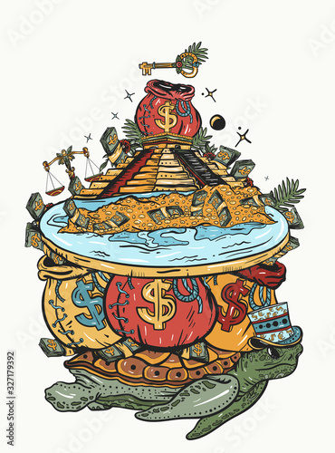 World financial system. Concept of global business. Many money art