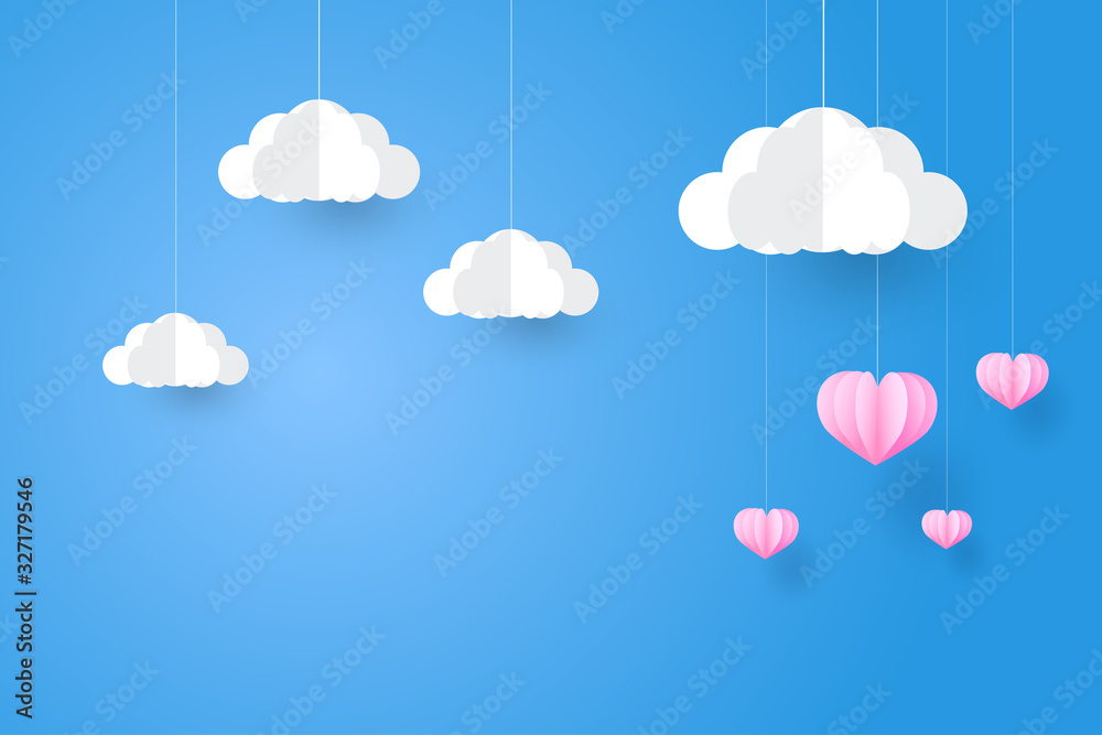 happy valentine day, pink heart in the sky,Vector illustration.