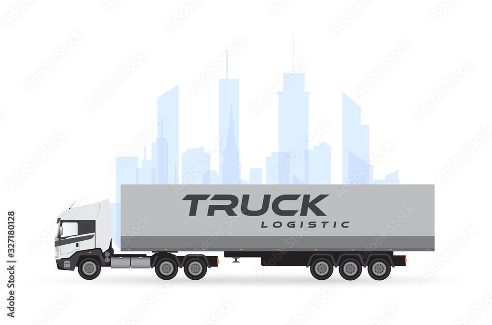 Industrial transport logistics with container truck vector