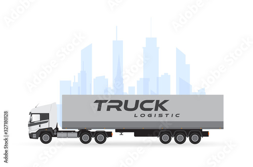 Industrial transport logistics with container truck vector