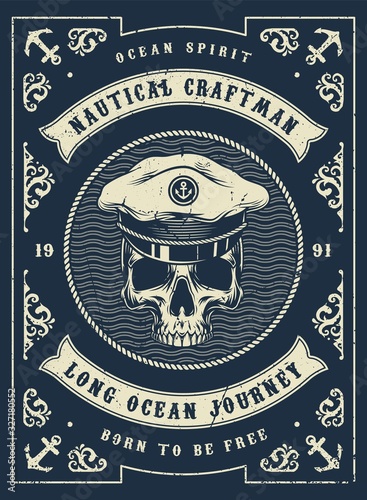 Vintage nautical monochrome poster