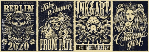 Tattoo fests and chicano style vintage posters