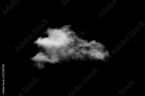 Isolated White cloud on black background for decoration or nature design.