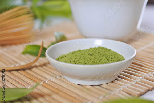 Green Matcha Powder on serving bowl
