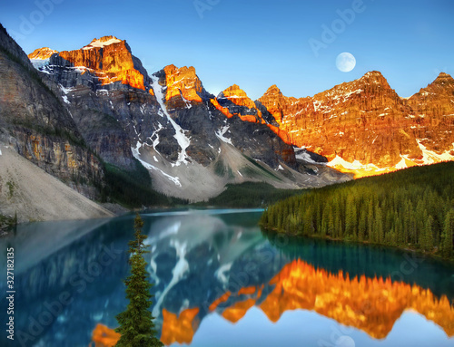 Mountains Lake Sunrise Banff National Park Canada